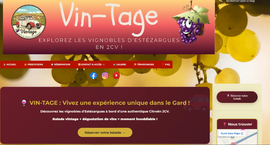 Conception du site vitrine Vin-tage à Estézargues